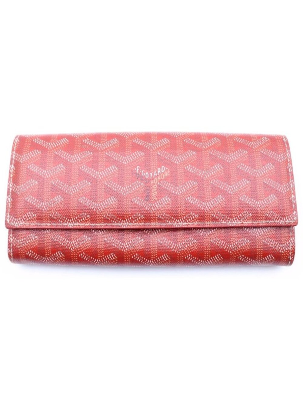 Goyard Varenne Flap Wallet Card Case Red Silver